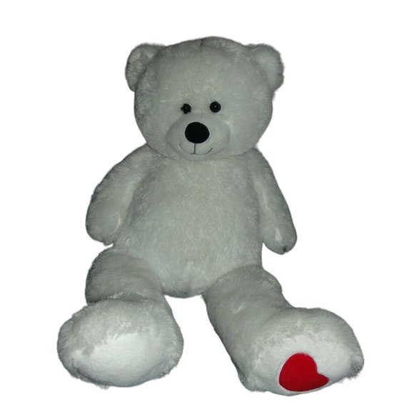 Teddy Bear Large White 36"-Three 3 Foot Giant Soft Plush heart stuffed animal FS - Picture 1 of 9